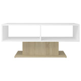 Coffee Table White and Sonoma Oak 103.5x50x44.5 cm Engineered Wood - Side View