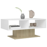 Coffee Table White and Sonoma Oak 103.5x50x44.5 cm Engineered Wood - 45-Degree Angle