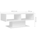 Coffee Table High Gloss White 103.5x50x44.5 cm Engineered Wood - Rear View