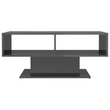 Coffee Table High Gloss Grey 103.5x50x44.5 cm Engineered Wood - Side View