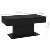 Coffee Table Black 96x50x45 cm Engineered Wood - Rear View
