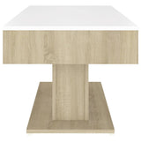 Coffee Table White and Sonoma Oak 96x50x45 cm Engineered Wood - 45-Degree Angle