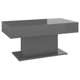 Coffee Table High Gloss Grey 96x50x45 cm Engineered Wood - Front View