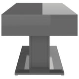 Coffee Table High Gloss Grey 96x50x45 cm Engineered Wood - 45-Degree Angle
