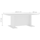Coffee Table White 103.5x60x40 cm Engineered Wood - Rear View