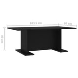Coffee Table Black 103.5x60x40 cm Engineered Wood - Rear View