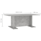 Coffee Table Concrete Grey 103.5x60x40 cm Engineered Wood - Rear View