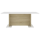 Coffee Table White and Sonoma Oak 103.5x60x40 cm Engineered Wood - Top-Down View