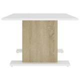 Coffee Table White and Sonoma Oak 103.5x60x40 cm Engineered Wood - 45-Degree Angle