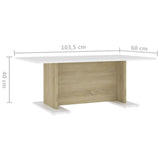 Coffee Table White and Sonoma Oak 103.5x60x40 cm Engineered Wood - Rear View