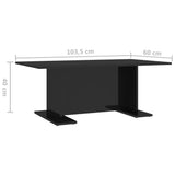 Coffee Table High Gloss Black 103.5x60x40 cm Engineered Wood - Rear View