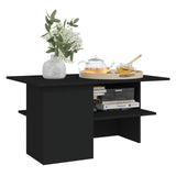 Coffee Table Black 90x60x46.5 cm Engineered Wood - 45-Degree Angle