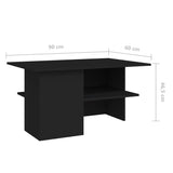 Coffee Table Black 90x60x46.5 cm Engineered Wood - Rear View
