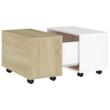 Coffee Table White and Sonoma Oak 60x60x38 cm Engineered Wood - Front View