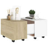 Coffee Table White and Sonoma Oak 60x60x38 cm Engineered Wood - Top-Down View