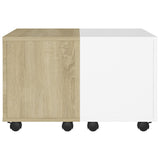 Coffee Table White and Sonoma Oak 60x60x38 cm Engineered Wood - 45-Degree Angle