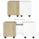 Coffee Table White and Sonoma Oak 60x60x38 cm Engineered Wood - Close-Up Angle