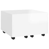 Coffee Table High Gloss White 60x60x38 cm Engineered Wood - Side View