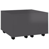 Coffee Table High Gloss Grey 60x60x38 cm Engineered Wood - Side View