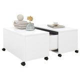 Coffee Table White 75x75x38 cm Engineered Wood - Side View