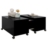 Coffee Table Black 75x75x38 cm Engineered Wood - Side View