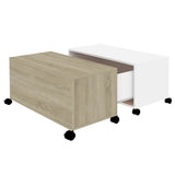 Coffee Table White and Sonoma Oak 75x75x38 cm Engineered Wood - Front View