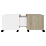 Coffee Table White and Sonoma Oak 75x75x38 cm Engineered Wood - 45-Degree Angle