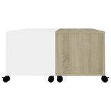 Coffee Table White and Sonoma Oak 75x75x38 cm Engineered Wood - Rear View