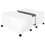 Coffee Table High Gloss White 75x75x38 cm Engineered Wood - Front View