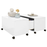 Coffee Table High Gloss White 75x75x38 cm Engineered Wood - Side View