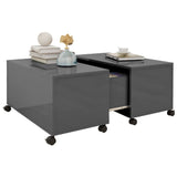 Coffee Table High Gloss Grey 75x75x38 cm Engineered Wood - Side View