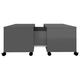 Coffee Table High Gloss Grey 75x75x38 cm Engineered Wood - 45-Degree Angle