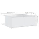 Coffee Table White 80x80x31 cm Engineered Wood