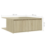 Coffee Table Sonoma Oak 80x80x31 cm Engineered Wood - Close-Up Angle