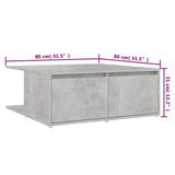 Coffee Table Concrete Grey 80x80x31 cm Engineered Wood - Close-Up Angle