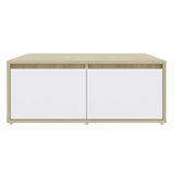 Coffee Table White and Sonoma Oak 80x80x31 cm Engineered Wood - Top-Down View