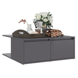 Coffee Table High Gloss Grey 80x80x31 cm Engineered Wood - Side View