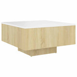 Coffee Table White and Sonoma Oak 60x60x31.5 cm Engineered Wood