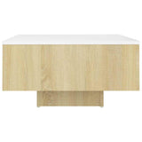 Coffee Table White and Sonoma Oak 60x60x31.5 cm Engineered Wood