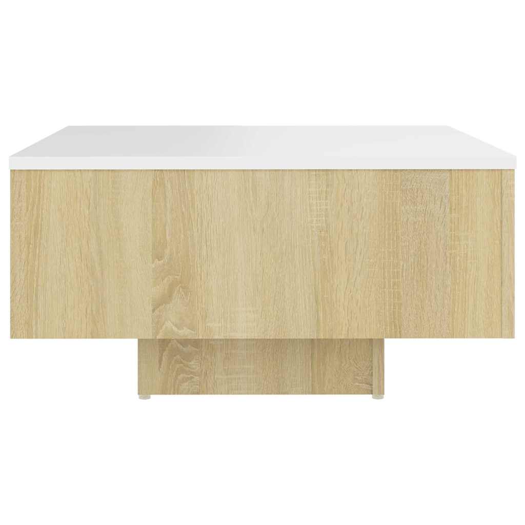 Coffee Table White and Sonoma Oak 60x60x31.5 cm Engineered Wood