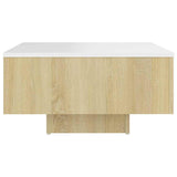 Coffee Table White and Sonoma Oak 60x60x31.5 cm Engineered Wood - 45-Degree Angle