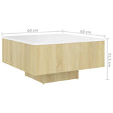 Coffee Table White and Sonoma Oak 60x60x31.5 cm Engineered Wood