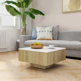 Coffee Table White and Sonoma Oak 60x60x31.5 cm Engineered Wood