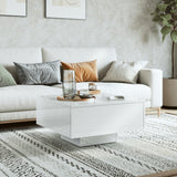Coffee Table High Gloss White 60x60x31.5 cm Engineered Wood - Side View
