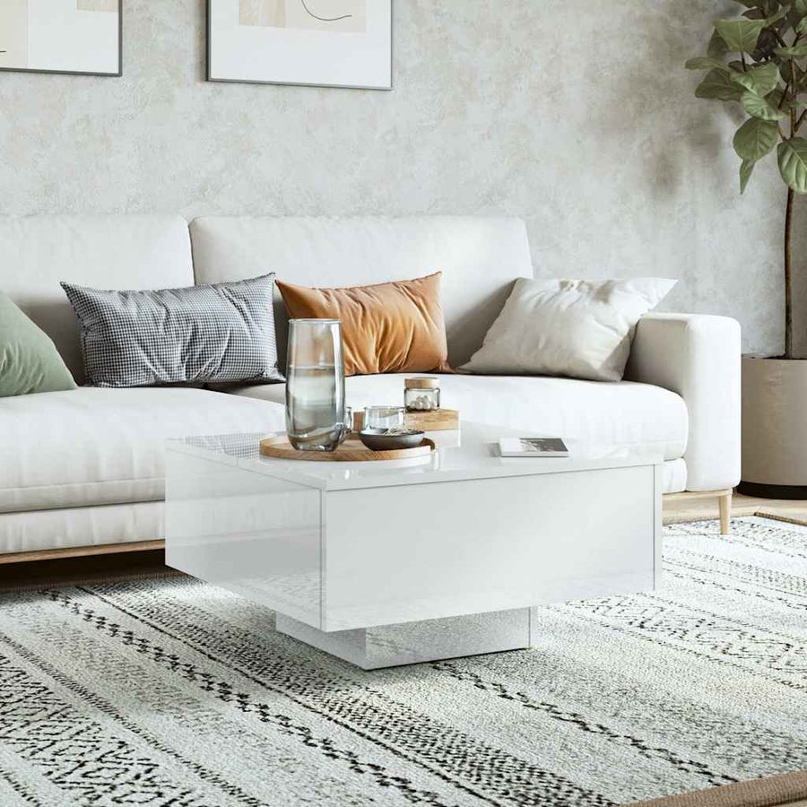 Coffee Table High Gloss White 60x60x31.5 cm Engineered Wood