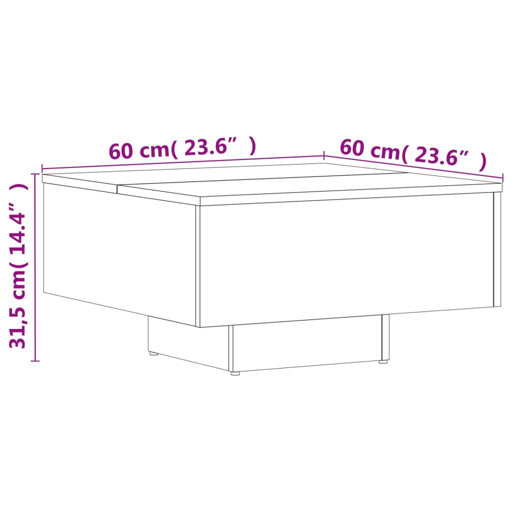 Coffee Table High Gloss White 60x60x31.5 cm Engineered Wood