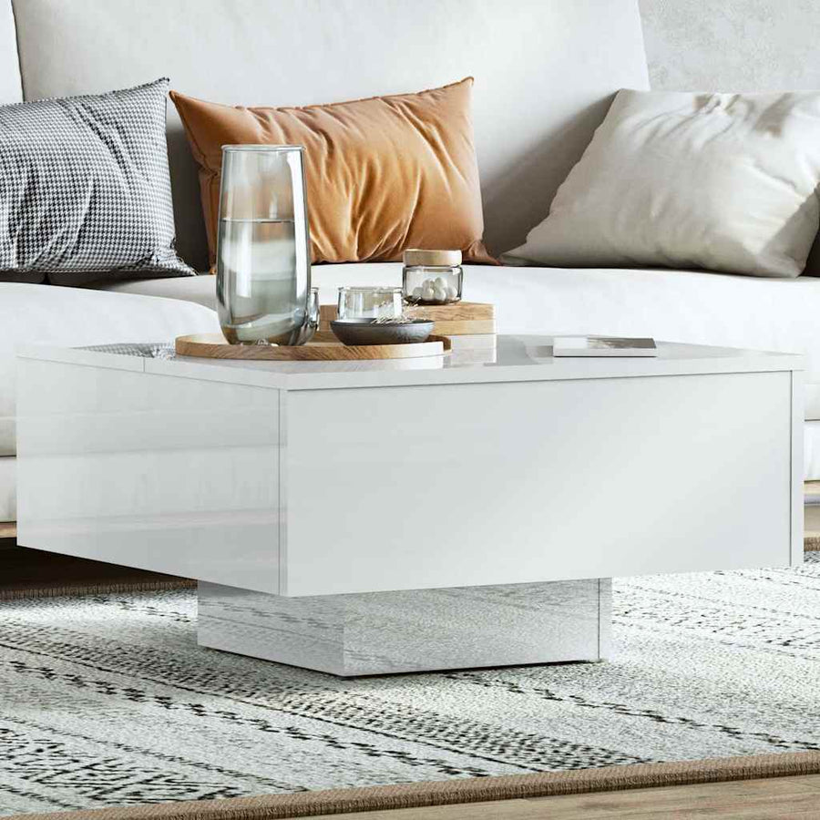 Coffee Table High Gloss White 60x60x31.5 cm Engineered Wood