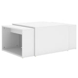 3 Piece Nesting Coffee Table Set White 60x60x38 cm Engineered Wood - Front View