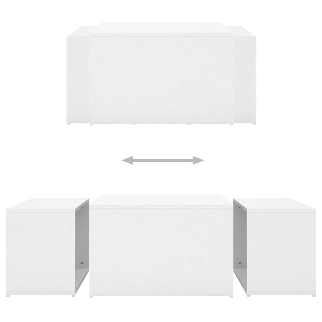 3 Piece Nesting Coffee Table Set White 60x60x38 cm Engineered Wood