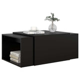 3 Piece Nesting Coffee Table Set Black 60x60x38 cm Engineered Wood